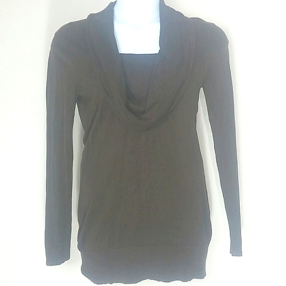 Susan Lewis Sweater silk cowl neck long sleeve tunic length Dark Brown Vintage